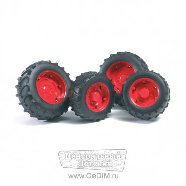 Шины для системы сдвоенных колёс с красными дисками  Bruder 